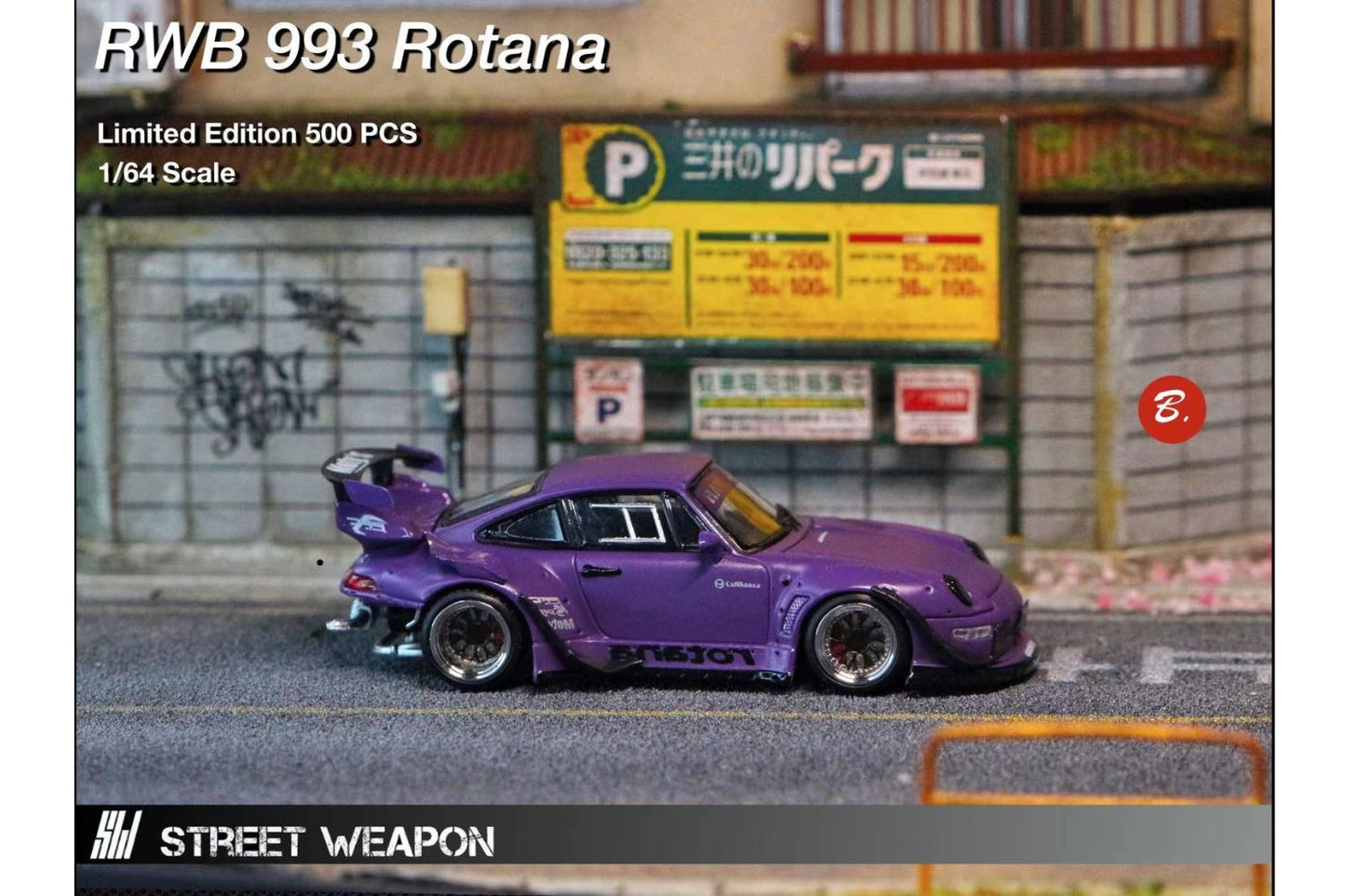 Street Weapon 1/64 Porsche RWB 993 Rotana with Voltex Wing