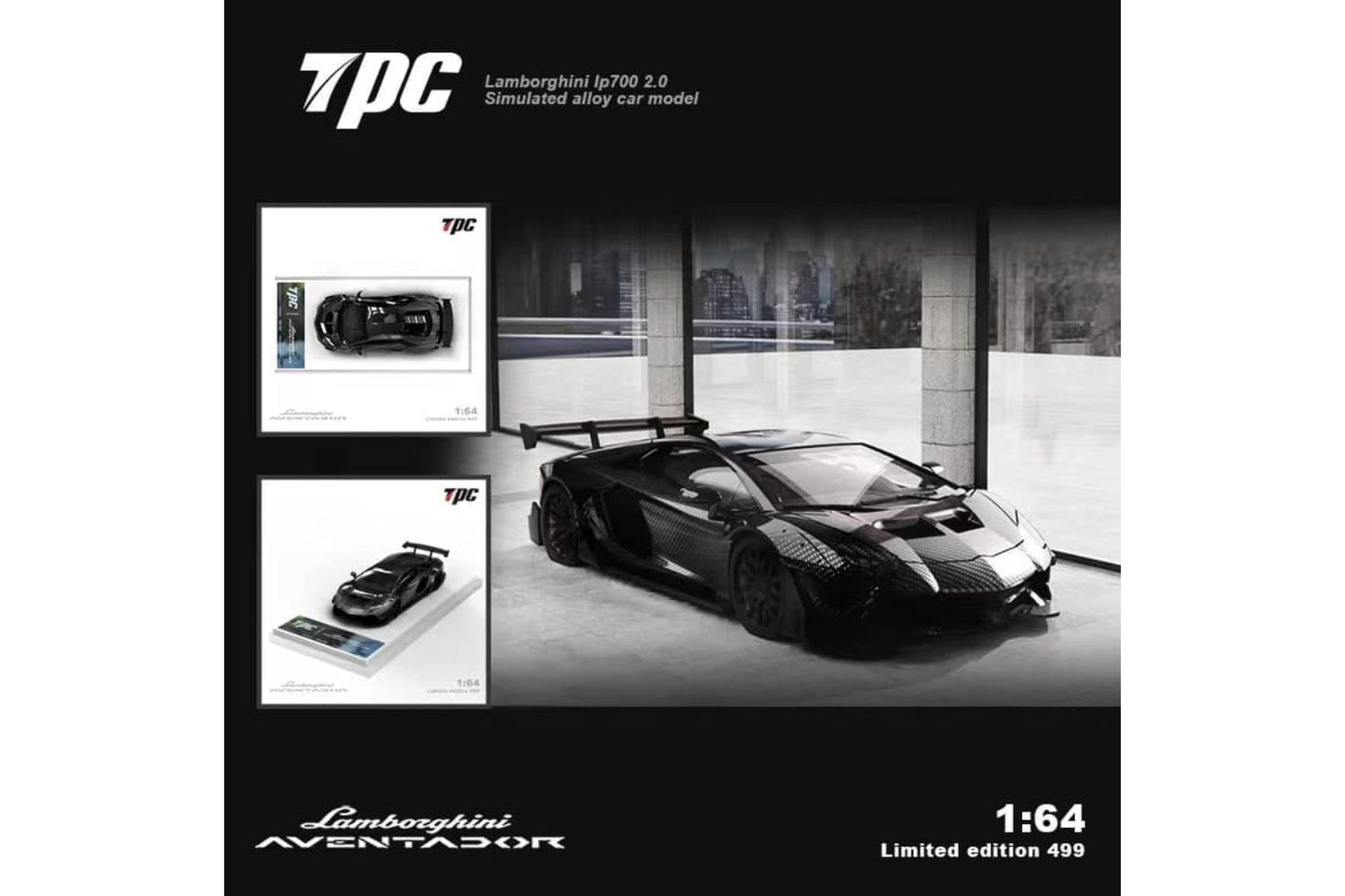 TPC 1/64 Lamborghini Aventador LP700-4 2.0 in Full Carbon Black