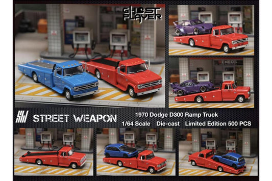 Street Weapon 1/64 Dodge D300 Ramp Truck In Red