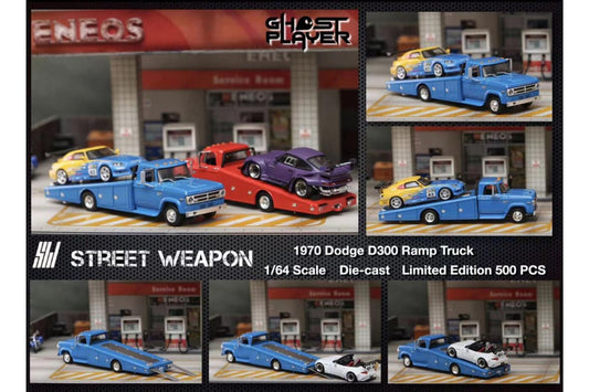 Street Weapon 1/64 Dodge D300 Ramp Truck In Blue