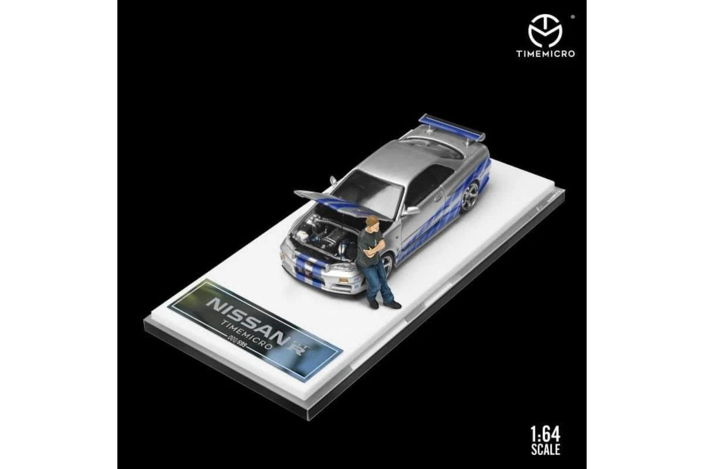 Time Micro 1/64 Nissan Skyline GT-R (R34) "Tribute to Classics"- Fast & Furious in Silver