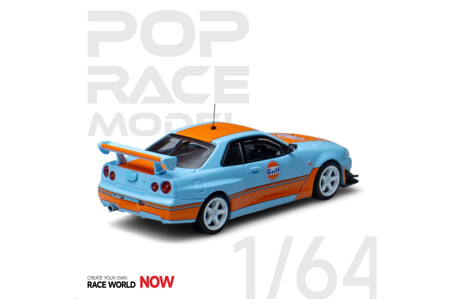 Pop Race 1/64 Nissan Skyline GT-R (R34) in Gulf Racing Livery
