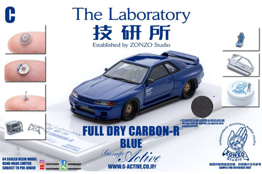 The Laboratory Established by ZONZO Studio 1/64 Nissan Skyline GT-R (R32) Garage Active Widebody - SEMA Version In Full Blue Carbon
