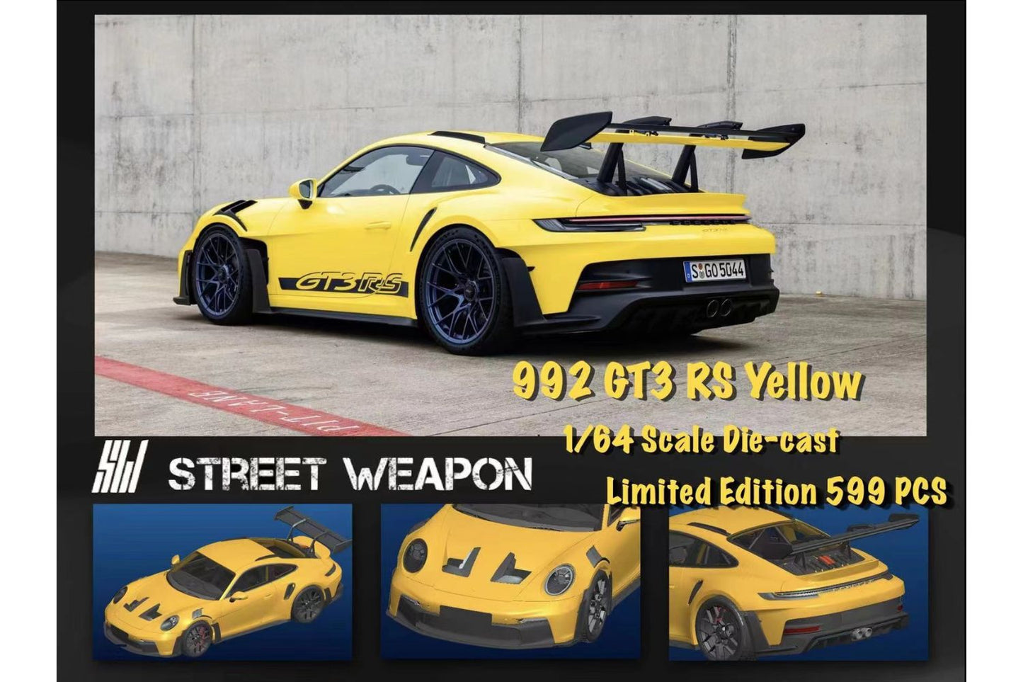 Street Weapon 1/64 Porsche 911 (992) GT3 RS in Yellow