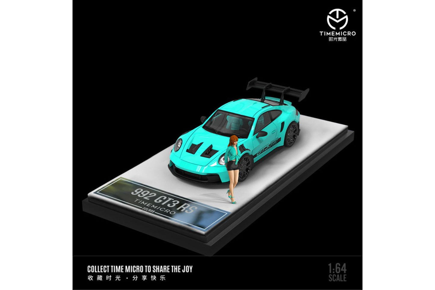 Time Micro 1/64 Porsche 911 (992) GT3 RS in Tiffany Blue