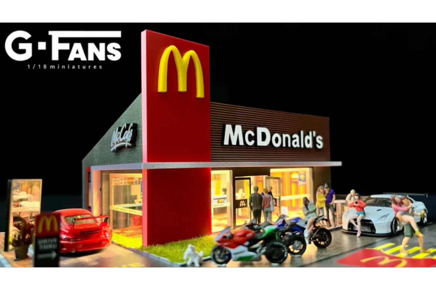 G-Fans 1/64 Scale Illuminated Mcdonalds Diorama