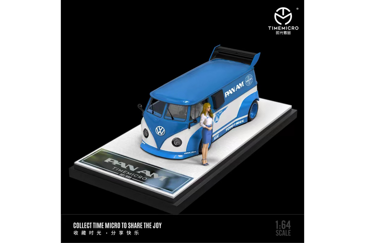 Time Micro 1/64 Volkswagen T1 Bus in Pan Am Blue Livery