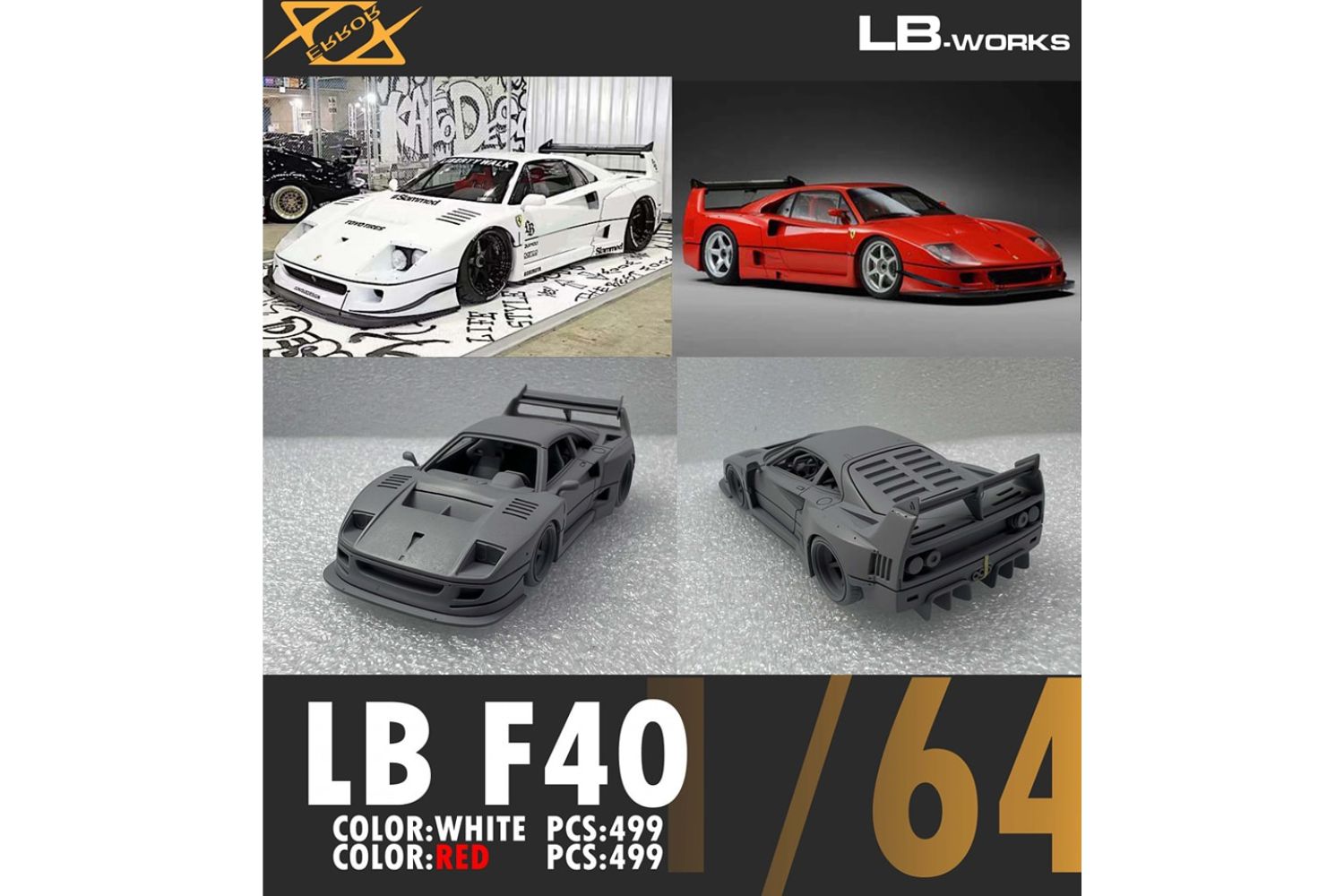 Error 404 1/64 LBWK Ferrari F40 in Red