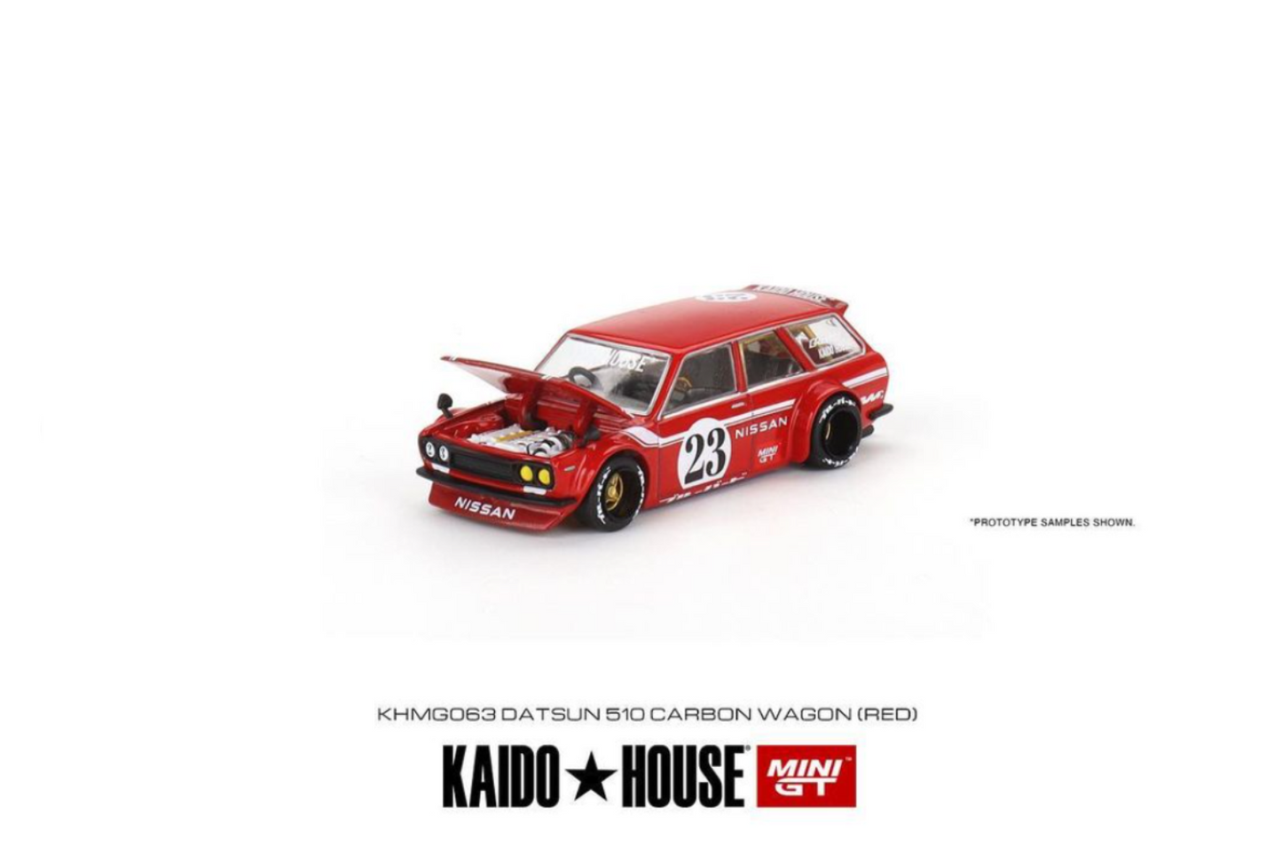 Mini GT x Kaido House Datsun 510 Carbon Wagon in Red