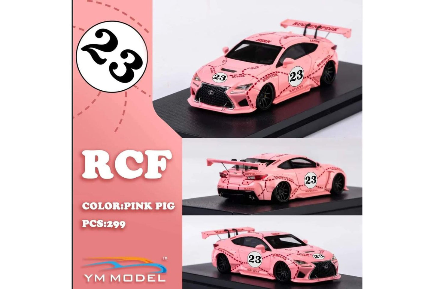 YM Model 1/64 Lexus Pandem RCF Pink Pig